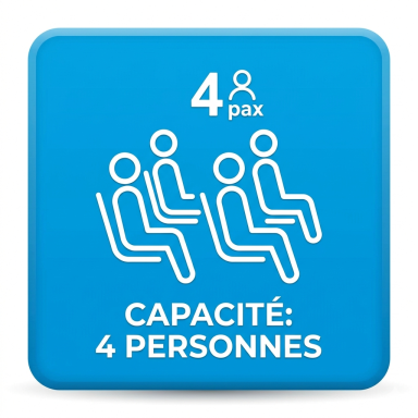 Symbole indiquant une capacité de 4 personnes assises.